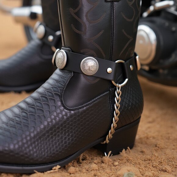 New Men’s Biker Boot Chains – American Eagle Charms Heavy Silver Chain Straps - Picture 4 of 17